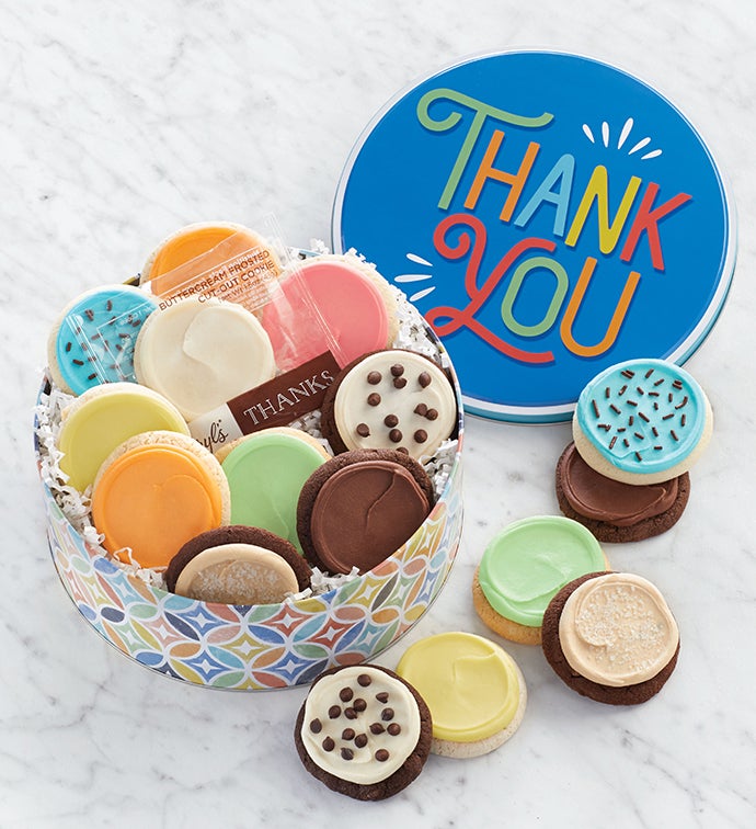 Thank You Cookie Gift Tin – Frosted Assortment
